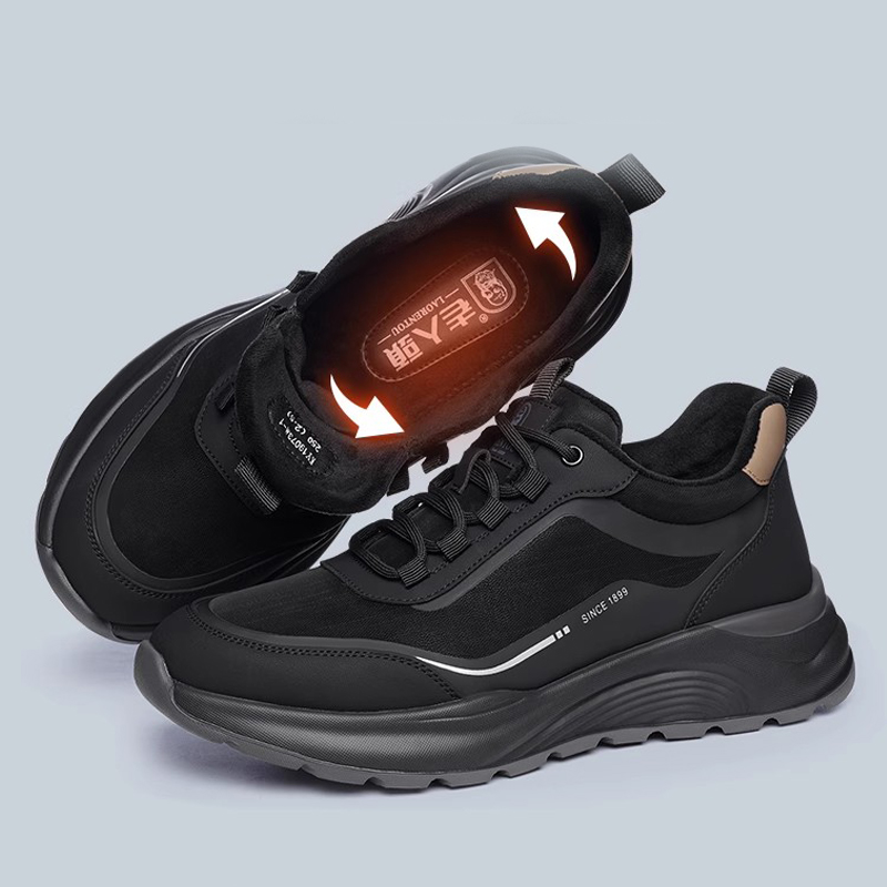 老人头加绒男鞋厚底跑鞋 老年人爸爸鞋冬季运动休闲鞋加厚爷爷鞋