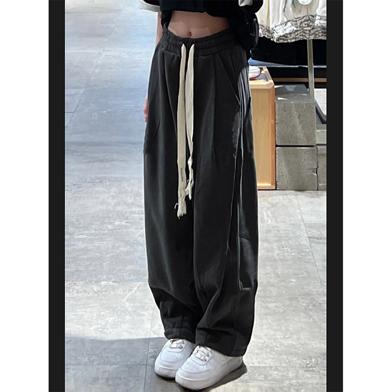 99139-046高腰阔腿运动裤大码胖mm显瘦梨型身材休闲裤子