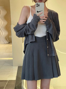 99165-032百褶裙大码短裙胖mm显瘦高腰a字半身裙女小个子梨型身材