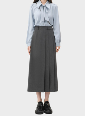 99200-040高级感大码灰色西装裙半身裙子胖mm遮肚显瘦梨型身材穿