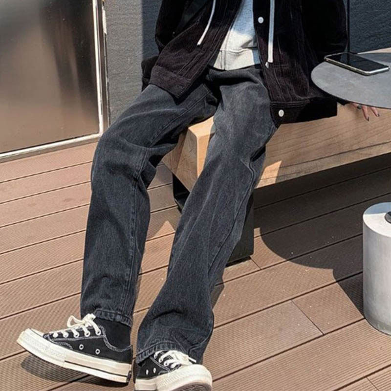 9358-035胖mm炸街裤大码直筒牛仔裤高腰阔腿遮胯显瘦梨型身材穿搭