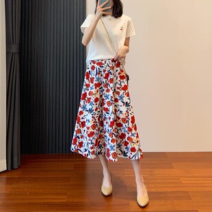 99117-035大码法式油画半身裙胖mm显瘦小个子遮胯梨型身材a字裙