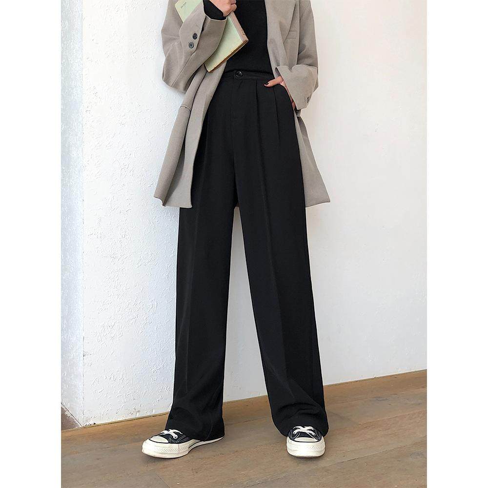 9820-038大码西装裤胖mm直筒宽松休闲裤垂感高腰阔腿裤微胖穿搭
