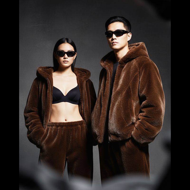 新款睡衣家居服男女外穿套装冬季情侣仿貂加厚