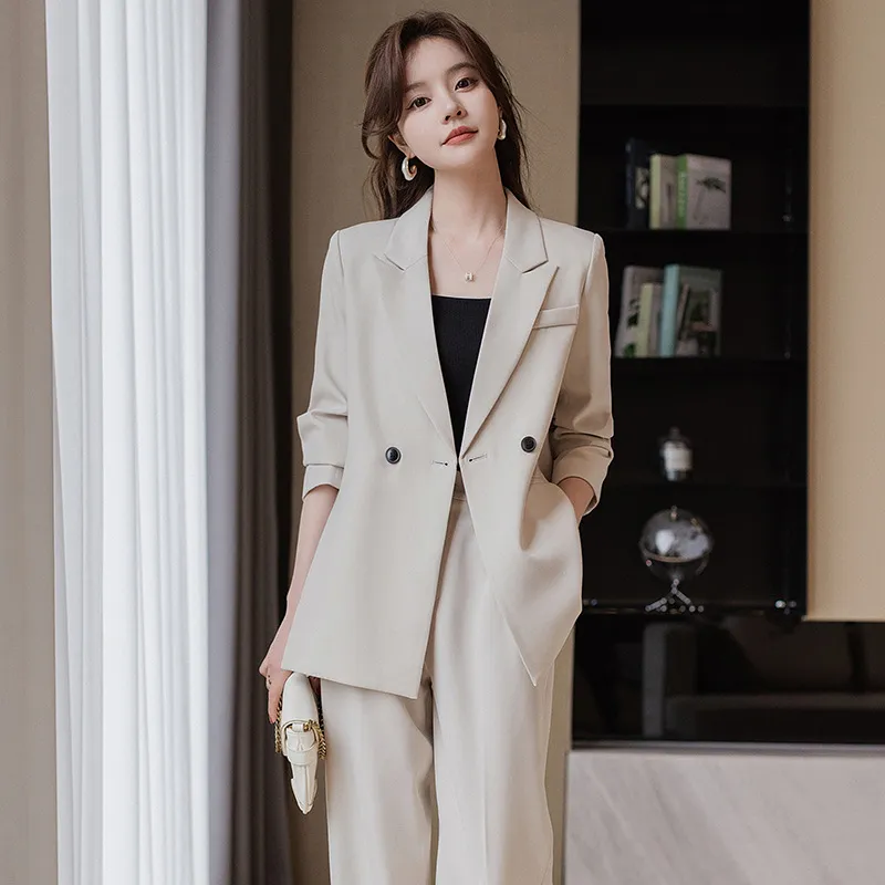 西装套装女2026春夏长袖职业正装高级感气质女神范加厚西服外套