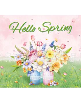 跨境榄新款节日背景布情RJG人节复活花橄节球聚会装饰野涤纶背景