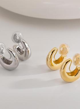 法式级感个性蚊水滴香盘耳夹女TH063无耳洞弯韩系小众高百搭设计