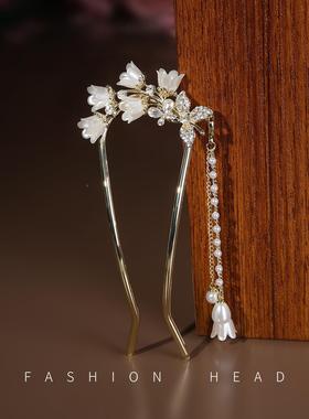 超流苏发风簪盘发簪仙子步摇古发旗袍汉服头饰新钗中式国19640风