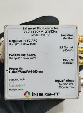 BPD-S-2 平衡光电探测器 950-1150nm 215KHz实验室器材议价维修