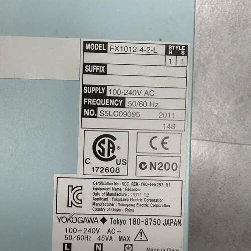 FX1012-4-2-L 工业记录仪 YOKOGAWA 100-240V AC 50/60Hz议价维修