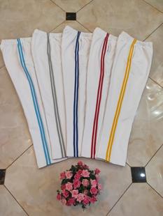 定做春夏秋季纯棉中小学生白色二道杠同款校服裤子双杠长裤运动裤