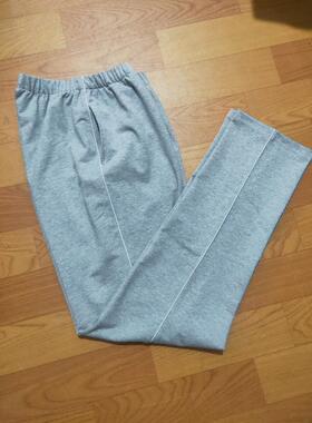 订做中小学生春夏秋纯棉校服裤子浅灰色加白色细杠条运动裤中性款