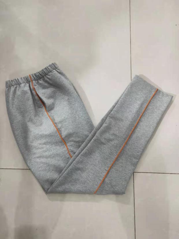 纯棉校服裤子浅灰色橘色运动裤