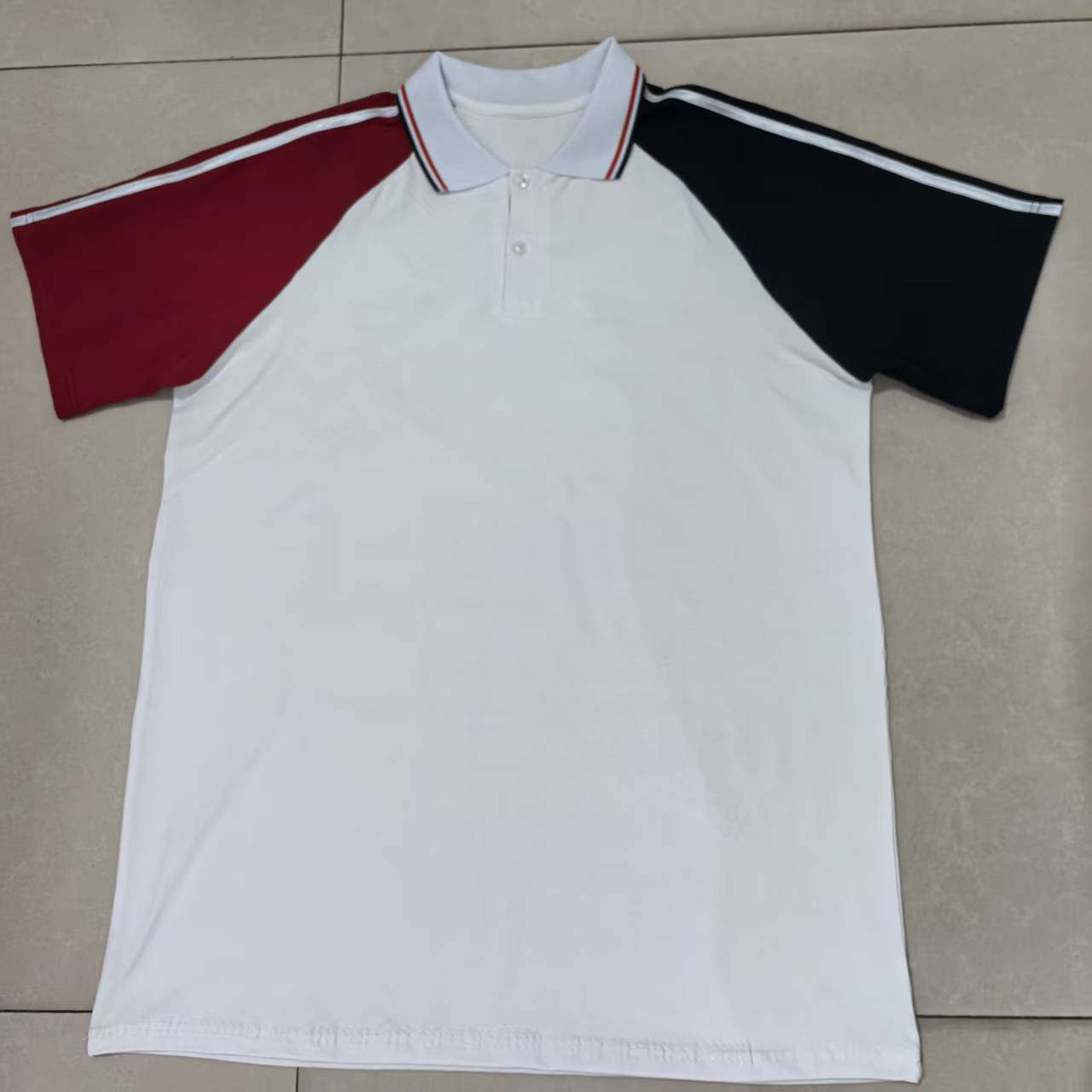 中高小学生夏季纯棉校服短袖白色拼红袖子藏蓝袖子宽松休闲中性款