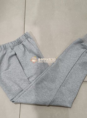 中高小学生男女纯棉校服裤浅灰色净版加灰色纯色裤口休闲运动校裤