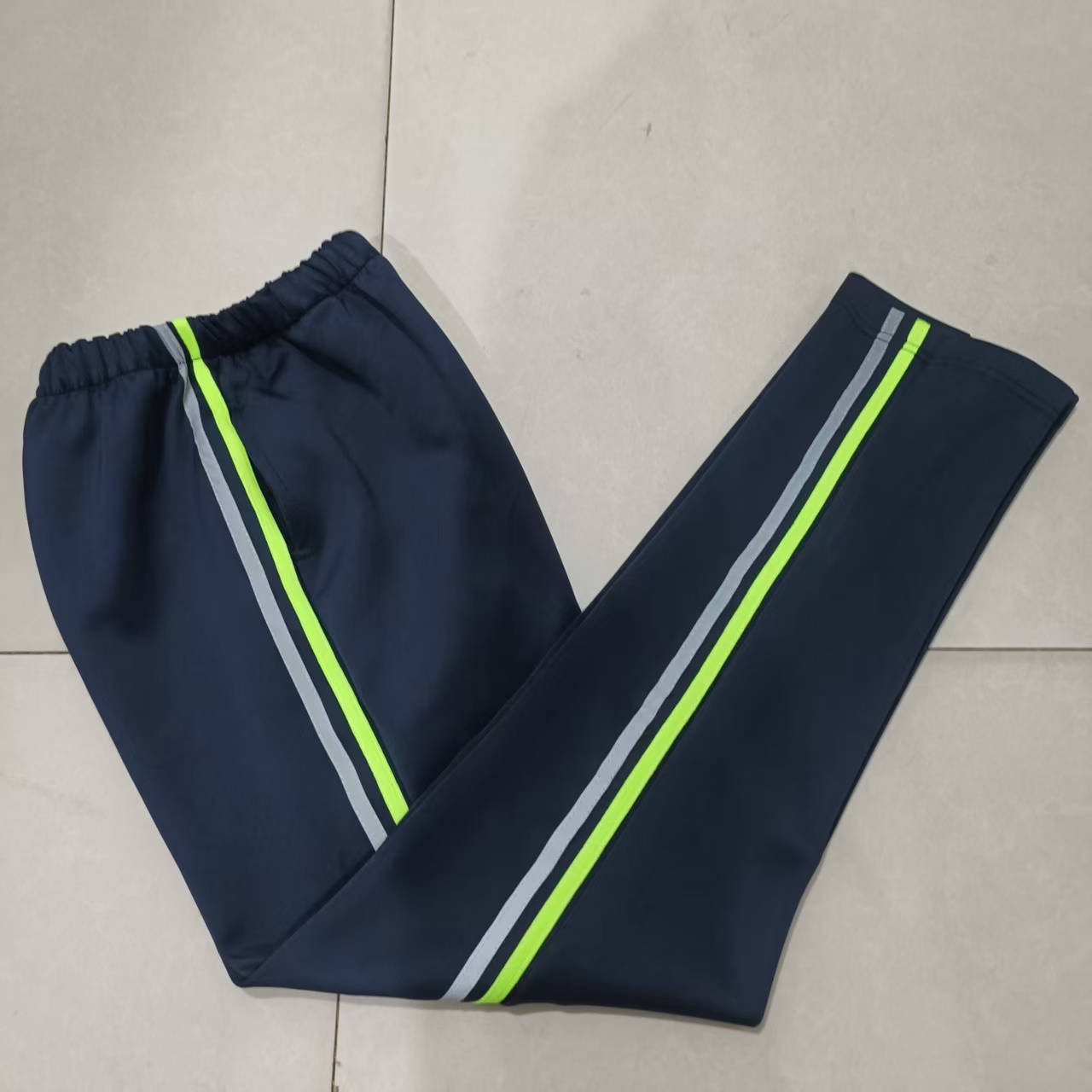 中高小学生校服长裤深蓝色南韩丝荧光绿条反光条学生校裤有加绒款