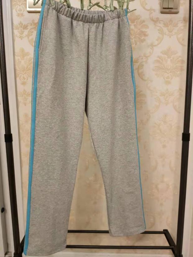 加绒秋冬季纯棉浅灰色校服裤子