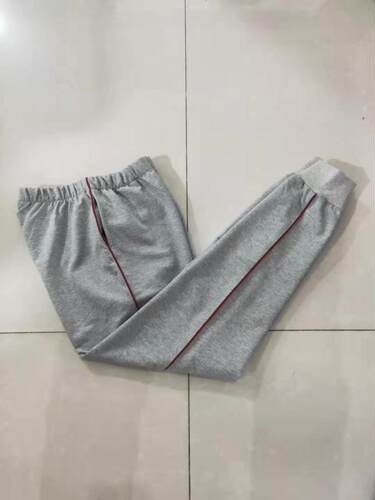 订做中小学生春夏秋冬纯棉校服裤子浅灰色加酒红细杠运动裤中性款