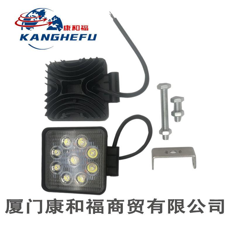 叉车配件 叉车LED前大灯总成12-80V 9灯珠 方形 通用型 红光蓝光
