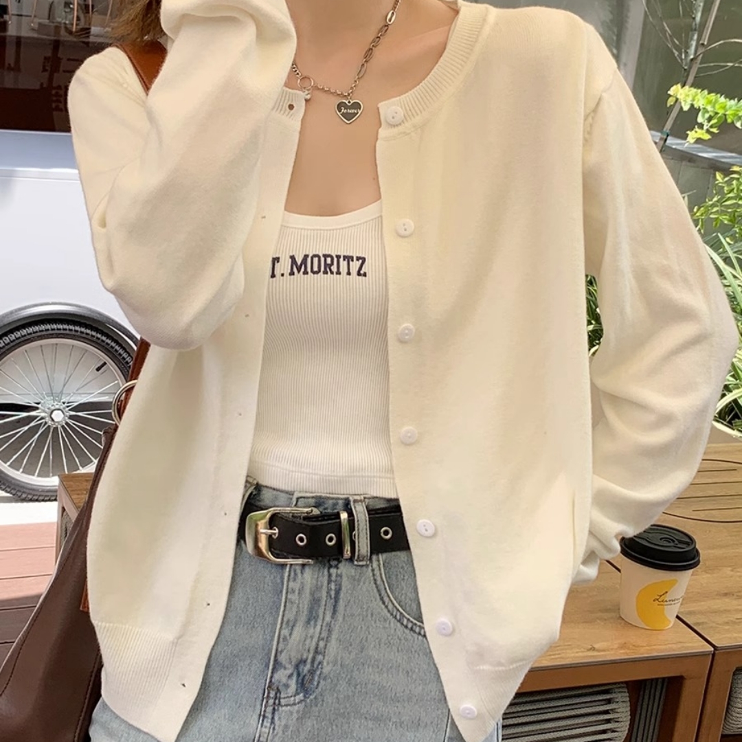 长袖针织衫外套女新款韩版洋气宽松显瘦外搭毛衣开衫上衣