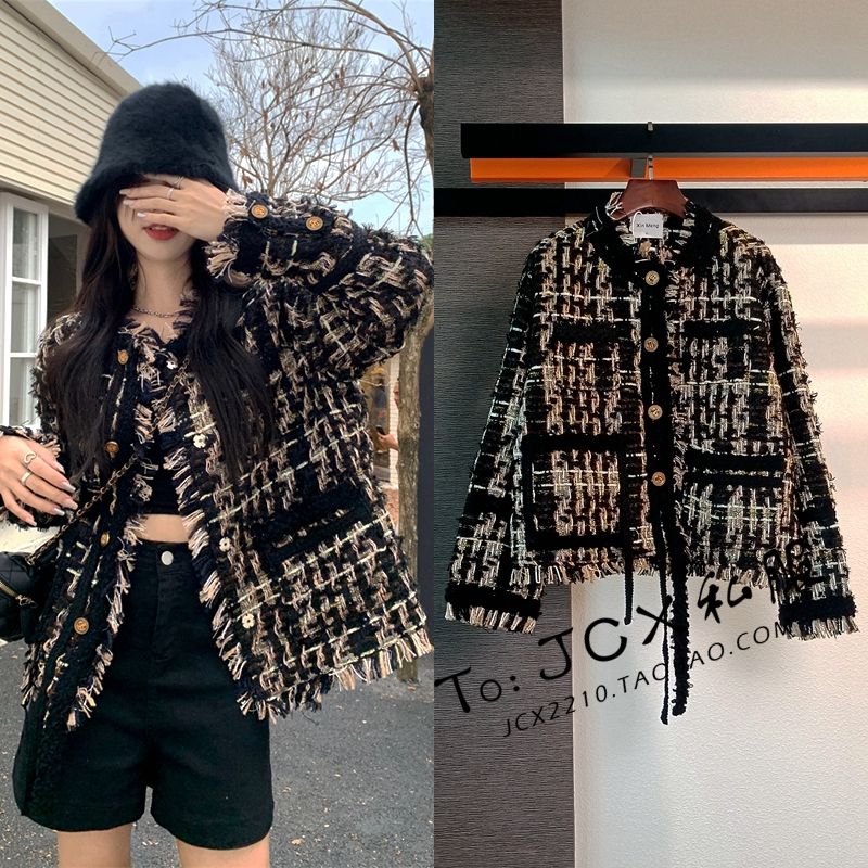 小香风外套韩系穿搭盐系富家千金风黑金流苏别致秋季2024新款女装