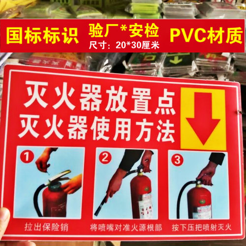 灭火器放置点使用方法说明国标验厂安全检查标识牌PVC贴纸牌有票 - 封面
