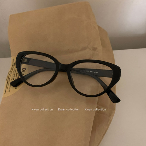 韩系黑色猫眼眼镜框女复古高级感