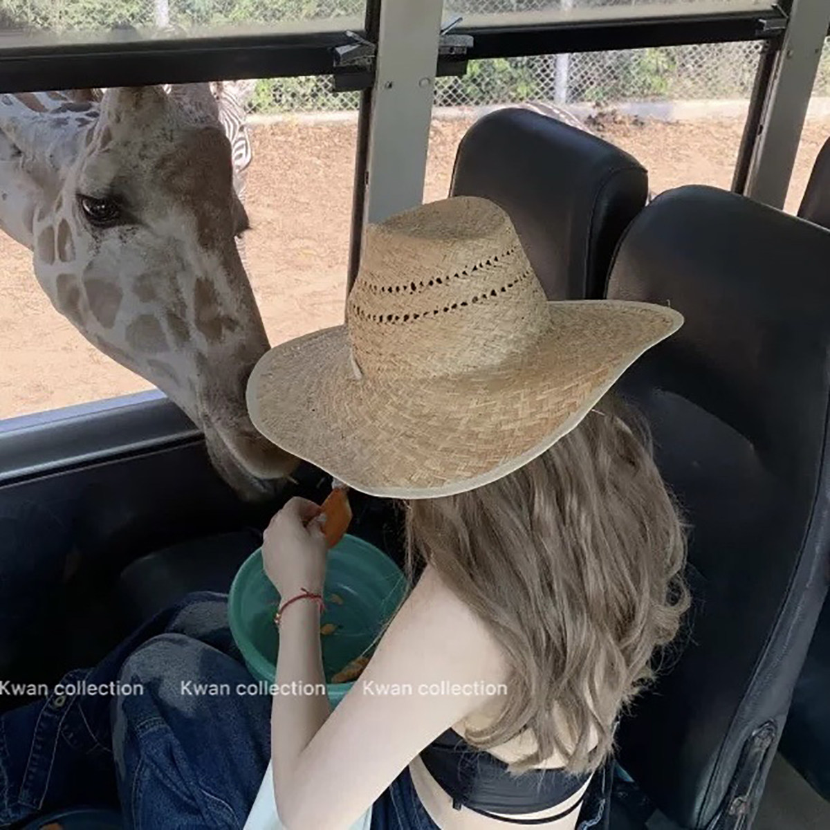 KWAN韩版拉菲草帽子女ins博主同款沙滩旅游度假草编帽法式遮阳帽