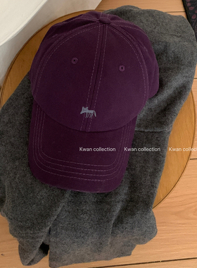 KWAN韩版紫色小狐狸刺绣棒球帽子女加深宽檐显脸小新款鸭舌帽新款