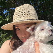 KWAN法式 镂空编织草帽大帽檐爵士帽巴拿马礼帽度假出游遮阳帽子女