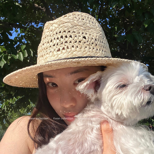 法式镂空编织草帽巴拿马礼帽