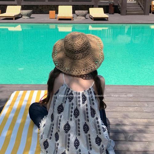 沙滩海边度假遮阳镂空草编渔夫帽