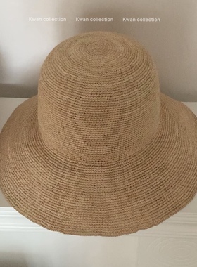 KWAN韩系拉菲草渔夫帽子女大头围显脸小度假海边沙滩遮阳帽新款