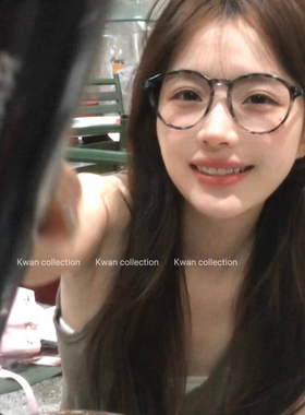 KWAN韩系ins复古灰色玳瑁眼镜框女甜辣妹显乖巧素颜超轻平光镜架
