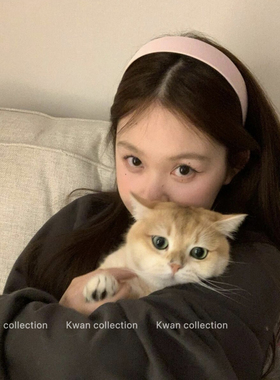 KWAN韩国缎面粉色发箍高级感宽版头箍可爱ins少女风时尚发饰新款