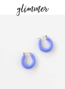 glimmer欧美y单蓝紫色珐琅彩圈圈银针耳环ins奶油可爱少女感耳饰