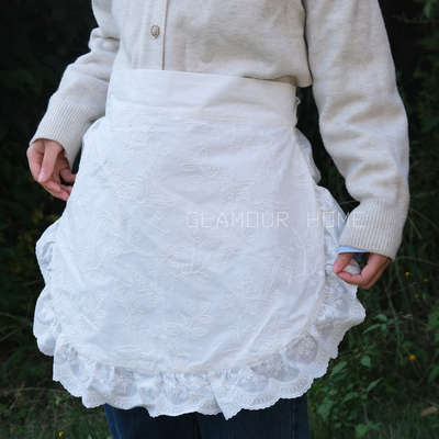 棉布刺绣法式半身围裙