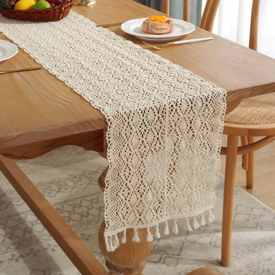 针织镂空桌旗田园风流苏边柜装饰