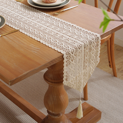 复古针织桌旗田园风流苏三角