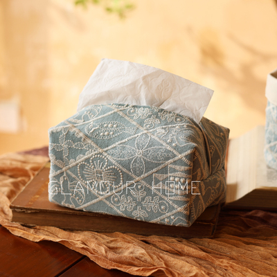 重工刺绣纸巾袋交响乐菱形高级感车载抽纸盒布艺餐巾客厅纸巾盒套