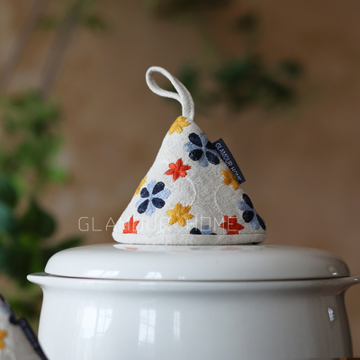 精致刺绣锅帽防烫加厚耐热珐琅锅盖帽护手三角隔热把手锅耳套手套