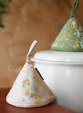 刺绣加棉隔热防烫锅盖帽珐琅锅耳套高品质精致砂锅盖垫子防烫手