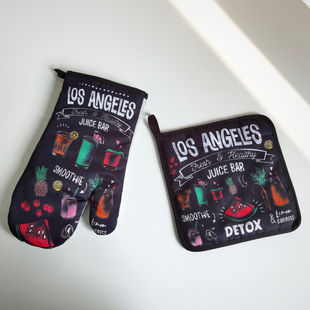 出口隔热手套烘焙耐高温烤箱微波炉防烫手套右手+隔热垫套装