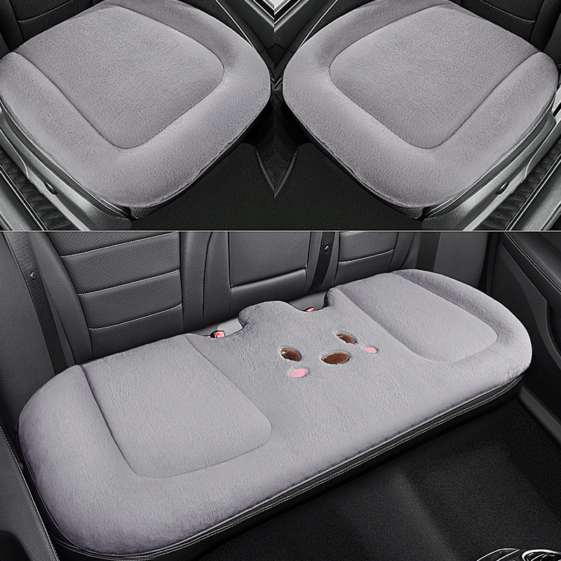 卡通汽车坐垫单片冬季毛绒保暖无靠背三件套四季通用后排座垫座套