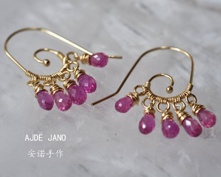 7月诞生石天然红宝石水滴耳环14k注金华丽珠宝巨蟹座狮子座守护