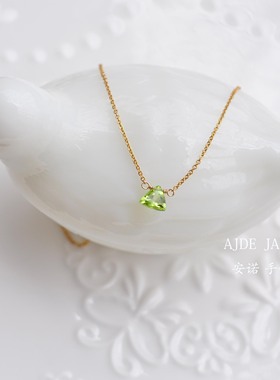 8月生辰石橄榄石吊坠14k包金美国