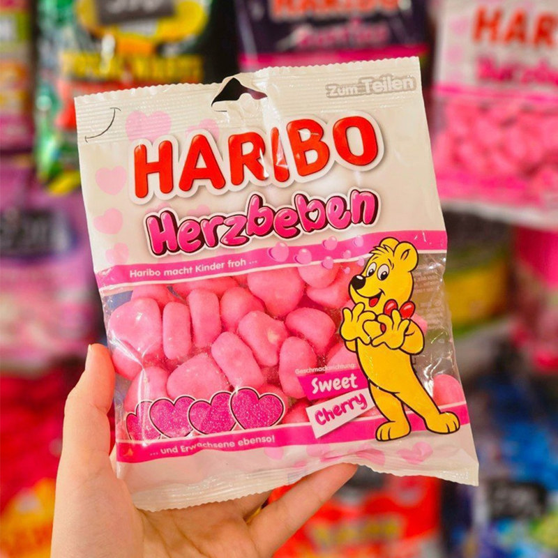 德国进口HARIBO哈瑞宝心形软糖甜樱桃味160g心动脆皮糖果情人节糖