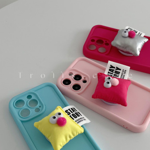 Trolls p50适用iphone15小米14 奶酪吐司 ins风趣味迷你抱枕支架mate60pro手机壳清新马卡龙色保护套nova11