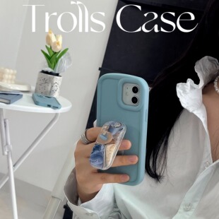 蓝莓蛋糕|清新小众ins马卡龙蓝色手机壳适用iphone16promax苹果15/14promax韩国原版粘贴推拉支架软壳13/1211