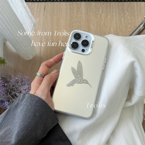 Trolls｜飞鸟集 小众自制ins高级感金属银色立体飞鸟手机壳适用华为pura90Promate80小米17苹果17/oppofindx9
